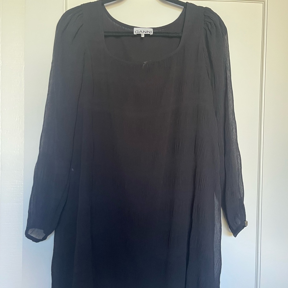 Ganni Elegant Black Long Sleeve Dress
